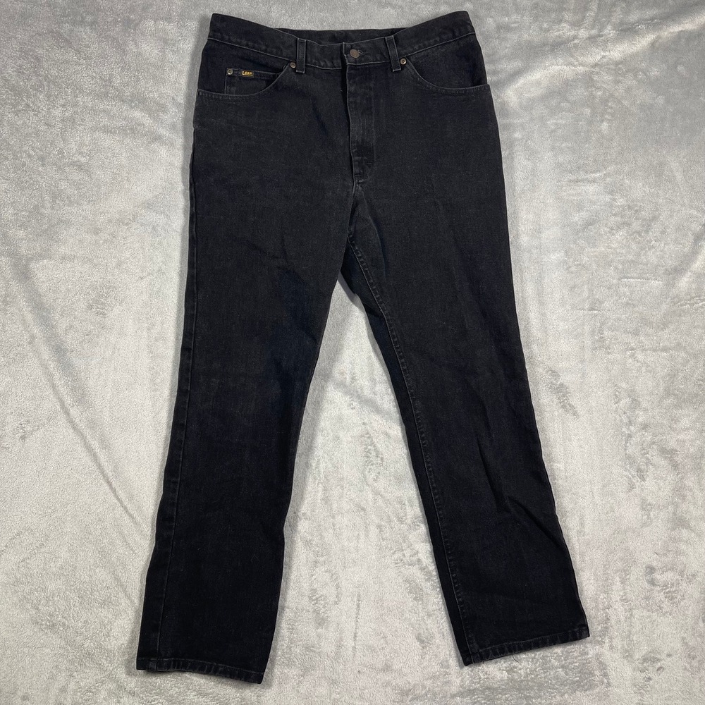 Lee Jeans Men 36(33)x32(31.5) Black Regular Fit Straight Leg Denim‎ Pants